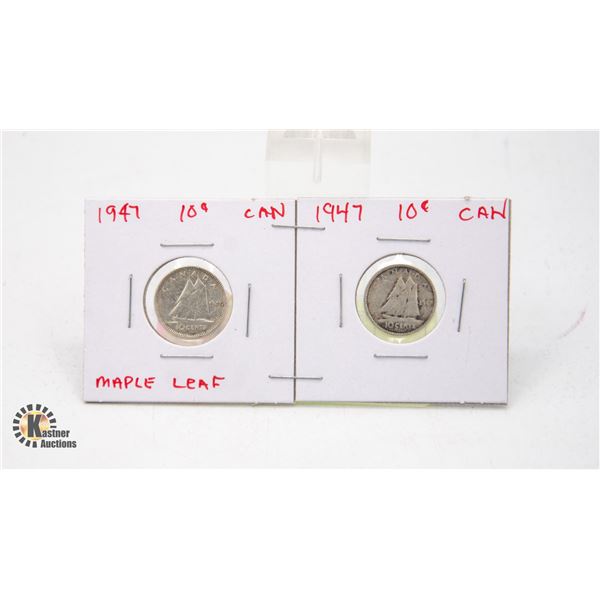 1947 MAPLE LEAF/1947 SILVER DIMES