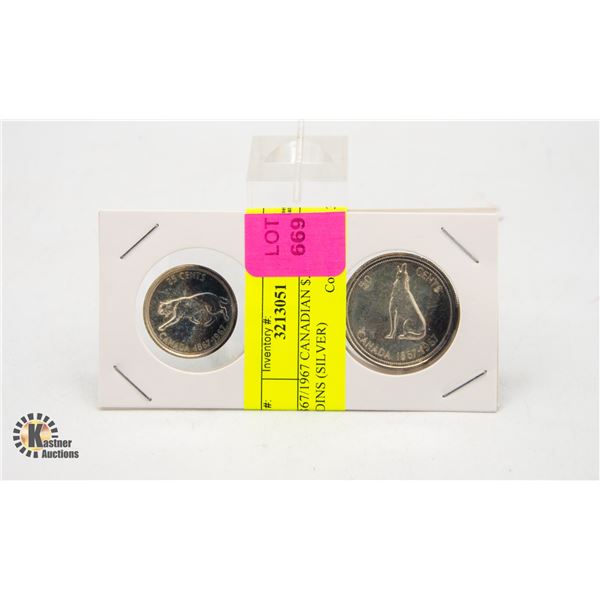 1867/1967 CANADIAN $.25 & $.50 COINS (SILVER)