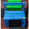 Image 1 : HANDMADE PAINTED BLUE WOODEN BENCH FOR KIDS