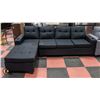 Image 1 : NEW BLACK FABRIC REVERSIBLE L-SHAPE SECTIONAL