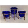 Image 1 : 3 PC SET OF BLUE GLASS DISPLAY CENTERPIECES