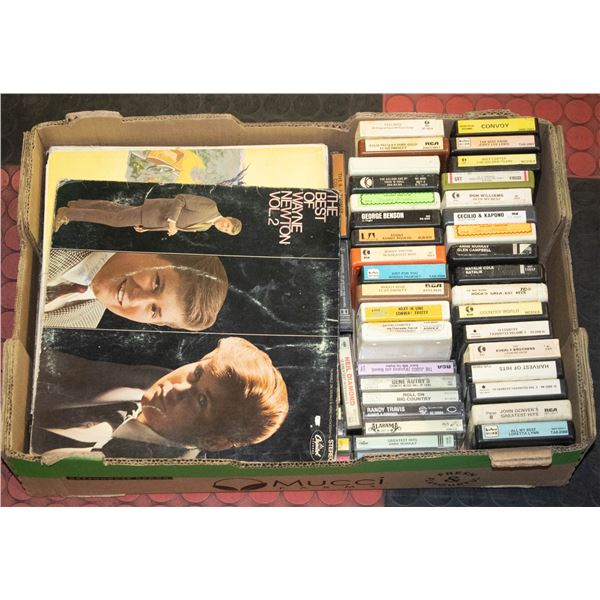 ASSORTED RECORDS, CASSETTES &  8 TRACKS
