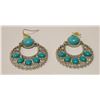 Image 1 : PAIR OF TURQUOISE & SILVER TONED EARRINGS