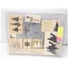 Image 1 : WOOD BLOCK RUBBER STAMPS CHRISTMAS THEMED