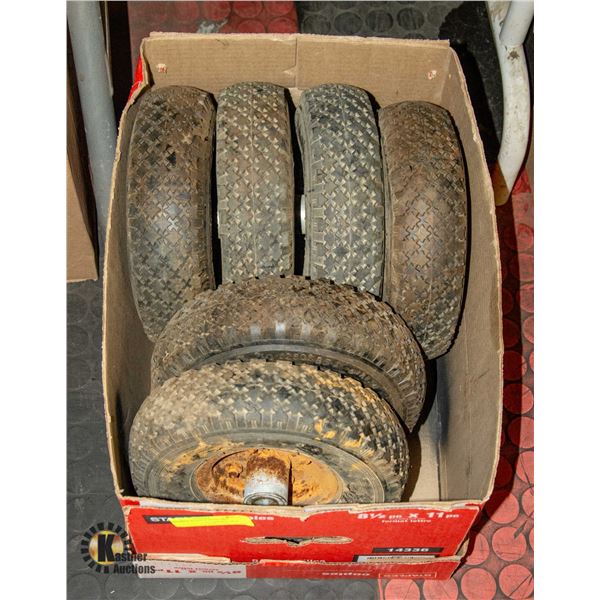 6 RUBBER WHEELS WITH RIMS