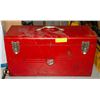 Image 1 : RED METAL TOOLBOX AND CONTENTS