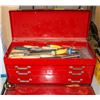 Image 2 : RED METAL TOOLBOX AND CONTENTS
