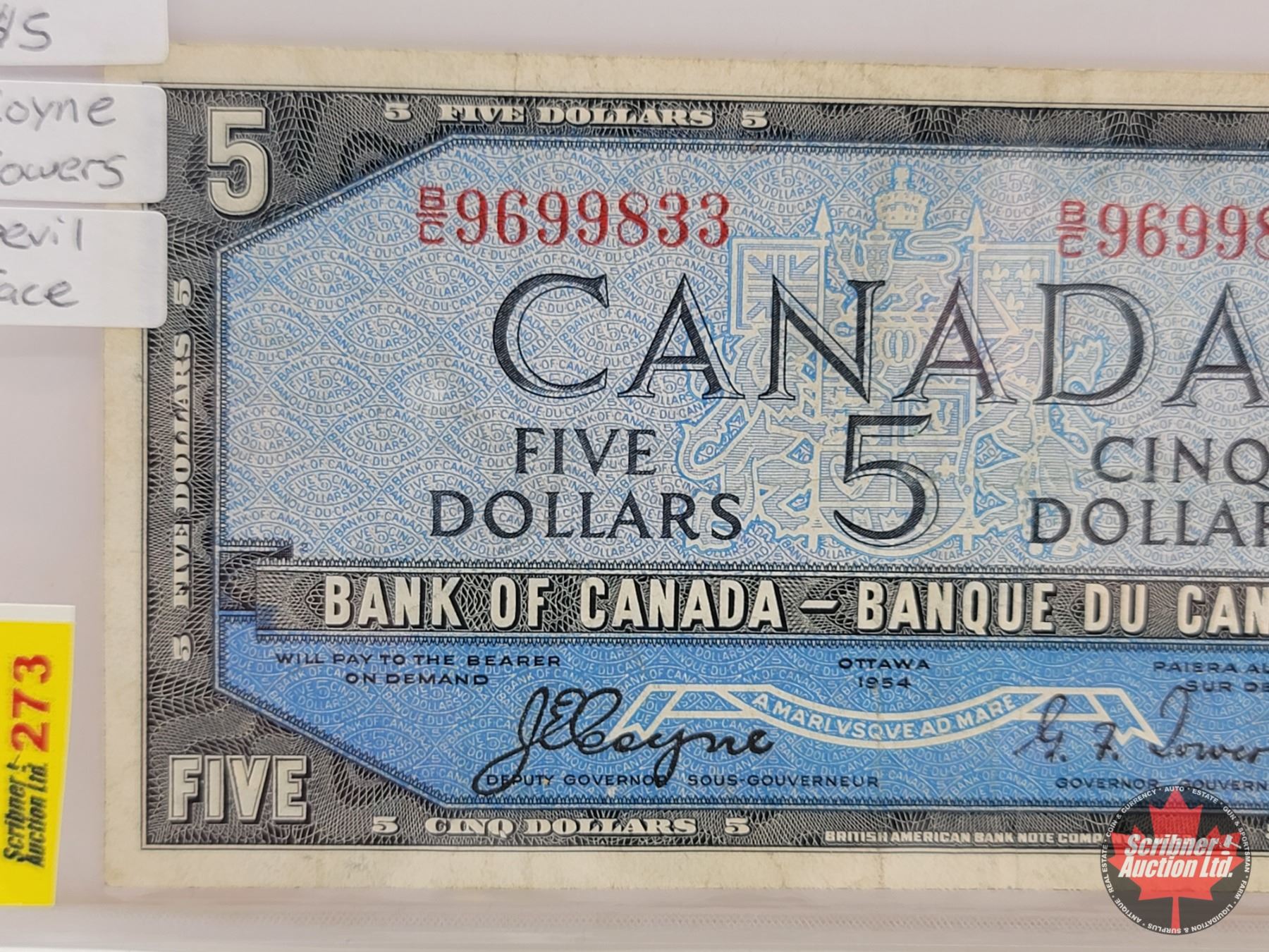 Canada $5 Bill 1954DF