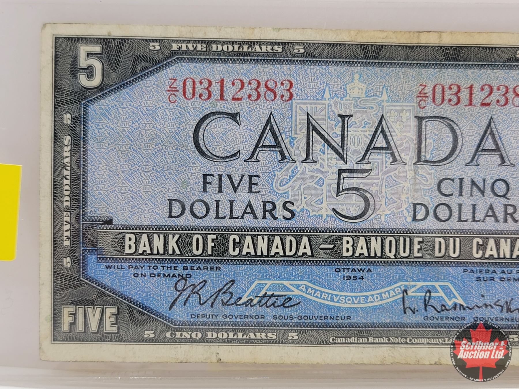 Canada $5 Bill 1954 : Beattie/Rasminsky #ZC0312383 (See Pics for ...