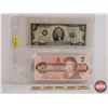 Image 1 : Collector Combo : $2 Bills (2): USA 1976 & Canada 1986 (See Pics for Varieties, Conditions, Serial N