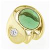 Image 4 : Large Modernist 18k Gold Oval Bezel Tourmaline & Diamond Polished Geometric Ring