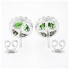 Image 3 : NEW 18k White Gold 2.55 ctw Round Brilliant Tsavorite Stud Earrings & Diamond Ha
