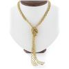 Image 5 : 14K Gold Long Faceted Gold Open Weave Pattern "Scarf" 39" Long Wrap Necklace