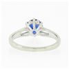 Image 7 : Vintage 14k White Gold 1.26 ctw Round Sapphire Solitaire Open Work Engagement Ri