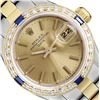 Image 1 : Rolex Ladies Two Tone Gold And Steel Champagne Dial Diamond And Sapphire Date Wa