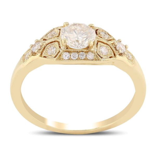 0.50 ctw SI2 CLARITY CENTER Diamond 18K Yellow Gold Ring (0.68 ctw Diamonds)