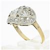 Image 9 : Antique Edwardian 14k TT Gold 1.56 ctw European Diamond Wide Domed Cocktail Ring