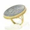 Image 9 : Vintage 14k Gold Large Oval Bezel Metal Cameo Man Woman Twisted Wire Frame Ring
