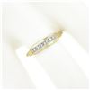 Image 3 : Antique 14k Yellow Gold Palladium Top .12 ctw Single Cut Diamond Channel Band Ri