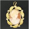 Image 7 : Vintage 18k Two Tone Gold Carved Shell Cameo Open Work Frame Brooch Pin Pendant
