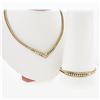 Image 1 : Fancy Italian 14k Gold Diamond V Link Chevron Necklace & Matching Bracelet Set