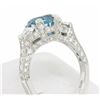 Image 6 : NEW 18k White Gold 3.91 ctw Oval Brilliant Blue Zircon Diamond Accents Ring Sz 6