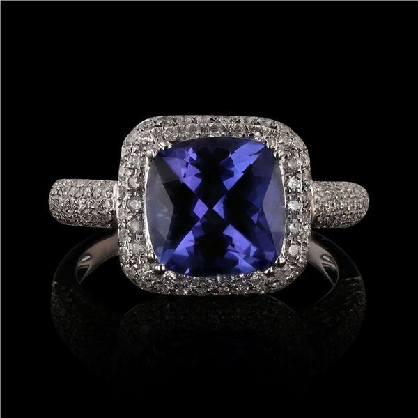 2.91 ctw Tanzanite and 0.82 ctw Diamond 14KT White Gold Ring