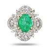 Image 1 : 3.19 ctw Emerald and 0.99 ctw Diamond 14K White Gold Ring