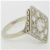 Image 3 : Antique 14K White Gold 1.67 ctw European & Single Cut Diamond Rhombus Platter Ri