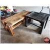 Image 2 : Wooden Plank Coffee Tables (Bench Style) (2) (16"H x 40"W x 18"D) (18"H x 23-1/2"W x 17"D) (SEE PICS