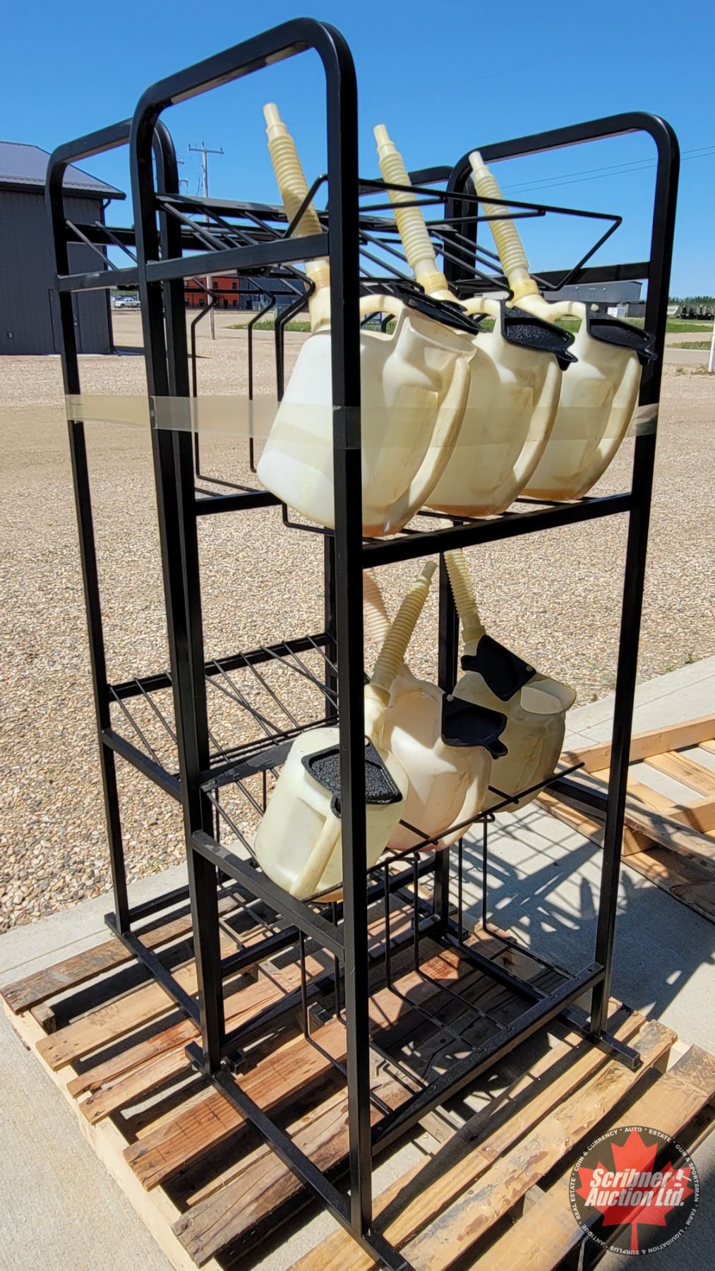 Oil Dispenser 6L Jugs (6) & Racks (2) (Racks Measure Each 68