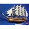 Image 7 : Wooden Replica Model Ship : France II (27"H x 39"W x 7"D) (SEE PICS!)  (Listing & Descriptions are a
