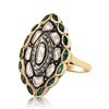 Image 2 : 0.70 ctw Emerald and 0.74 ctw Diamond Silver Ring