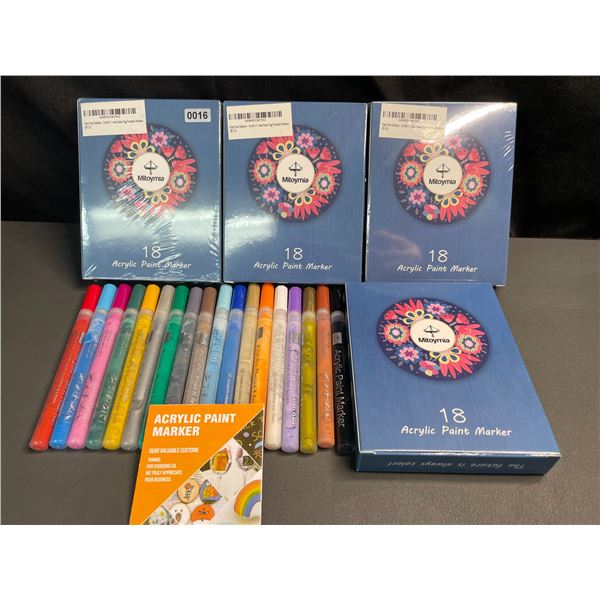 Lot of 4 Packs of Acrylic Paint Pen Markers - 18PCS Each - Brand New!
