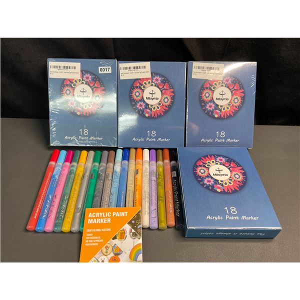 Lot of 4 Packs of Acrylic Paint Pen Markers - 18PCS Each - Brand New!