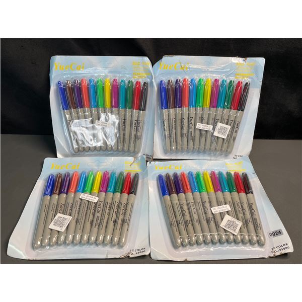 Lot of 4 Packs of Multi-Color Permanent/Sharpie-Style Markers - 12 PCS Each - Brand New