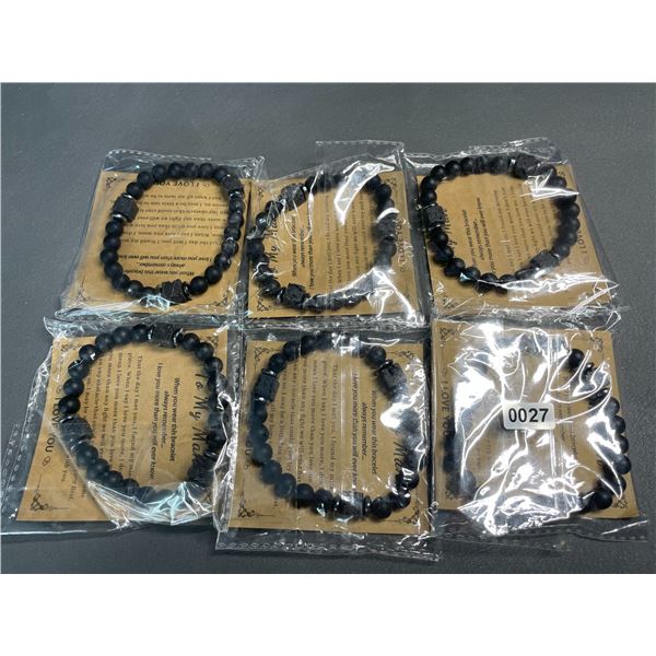 Lot of 6 Volcanic Rock/Lava Stone Bracelets - New