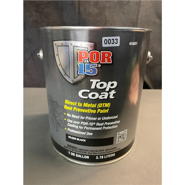 Lot of 1 Can of Por15 Top Coat Direct to Metal (DTM) Rust Prevention Paint - Gloss Black - 1 Gallon