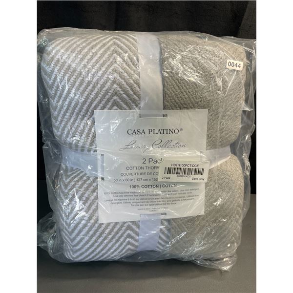 Lot of 1 2-Pack of Casa Platino Luxury Collection Cotton Throw Blankets - 50 x 60 in - Brand New!