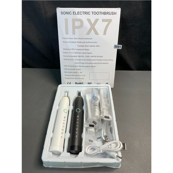 Lot of 1 Sonic Electric Toothbrush Set - Rechargeable - 2 Toothbrushes Included! - Brand New