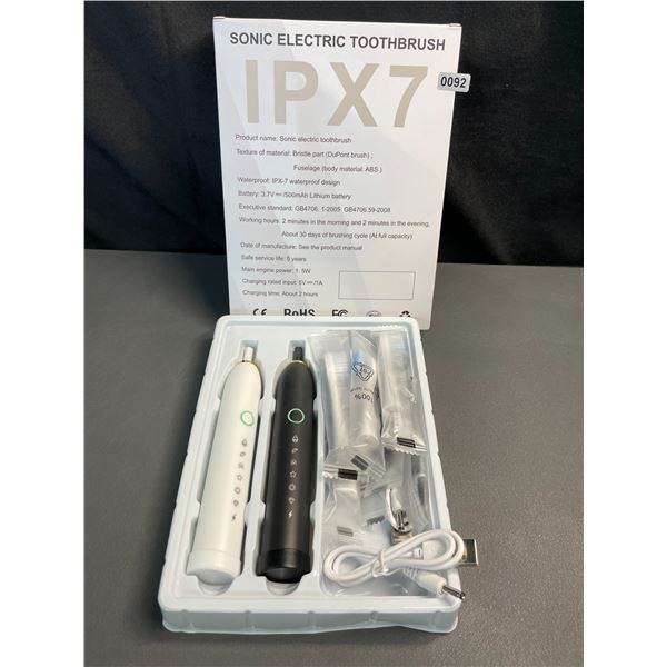 Lot of 1 Sonic Electric Toothbrush Set - Rechargeable - 2 Toothbrushes Included! - Brand New