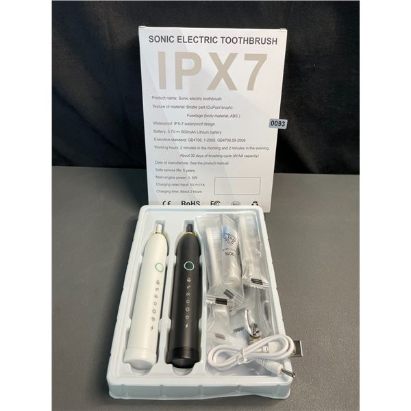 Lot of 1 Sonic Electric Toothbrush Set - Rechargeable - 2 Toothbrushes Included! - Brand New
