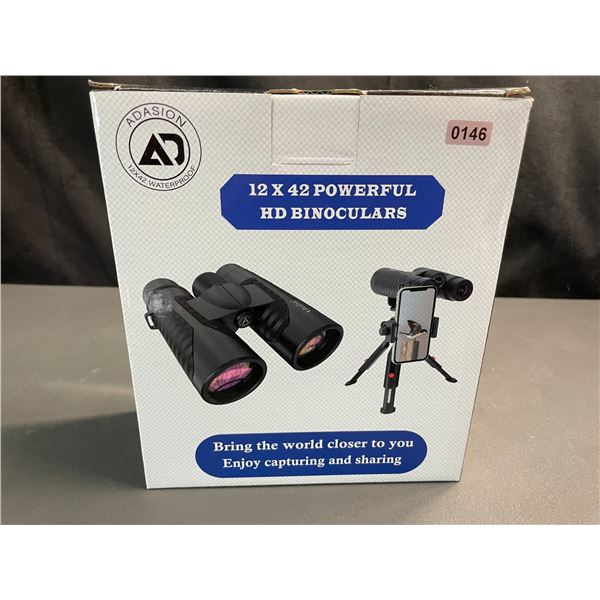 Lot of 1 Pair of Adasion 12x42 Powerful HD Binoculars - Brand New!