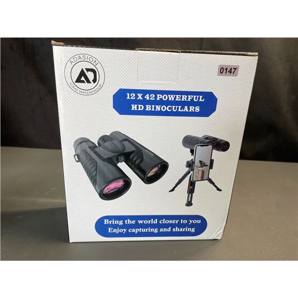 Lot of 1 Pair of Adasion 12x42 Powerful HD Binoculars - Brand New!