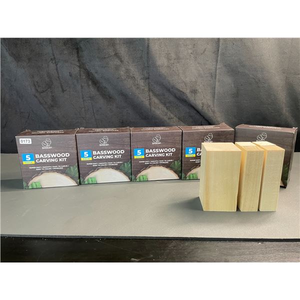Lot of 5 BeaverCraft Basswood Carving Kits/Wood Block Carving Kits - 5PCS per kit