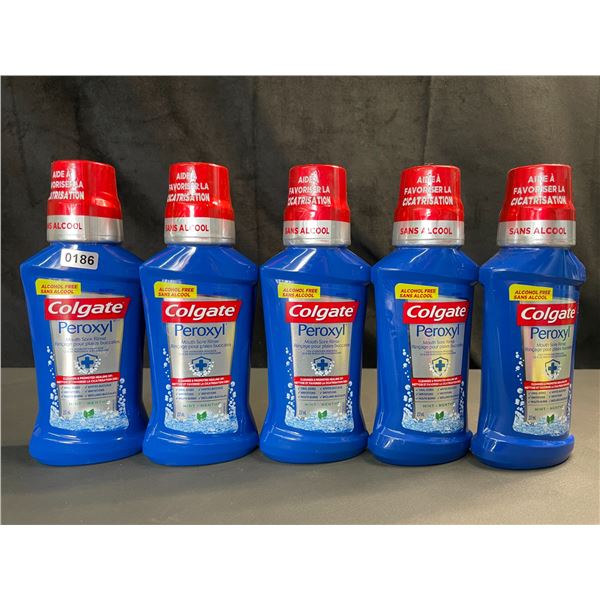 Lot of 5 Colgate Peroxyl Mouth Sore Rinses - Mint - 237ml Each - Brand New