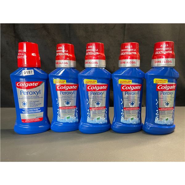 Lot of 5 Colgate Peroxyl Mouth Sore Rinses - Mint - 237ml Each - Brand New