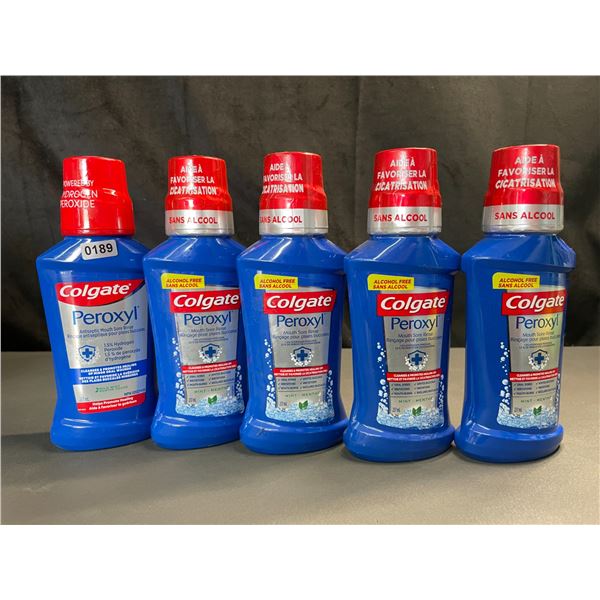 Lot of 5 Colgate Peroxyl Mouth Sore Rinses - Mint - 237ml Each - Brand New
