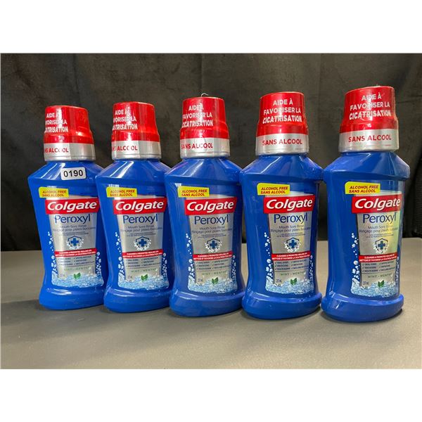 Lot of 5 Colgate Peroxyl Mouth Sore Rinses - Mint - 237ml Each - Brand New