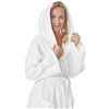 Image 2 : Lot of 1 Arus Women's Hooded Bath Robe - White - Fits Size L-XL - Brand New